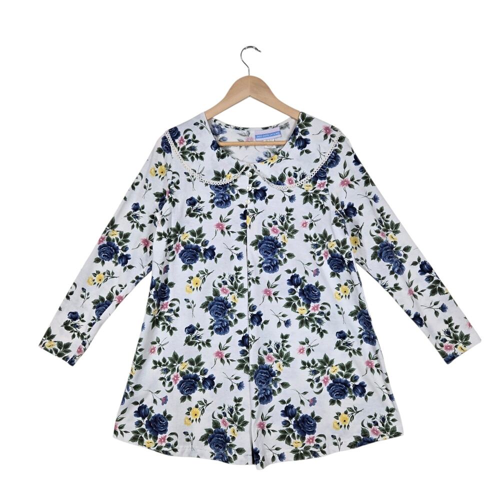 Vintage 90s Wee Expectations Floral Top Peter Pan Collar Cottagecore Granny